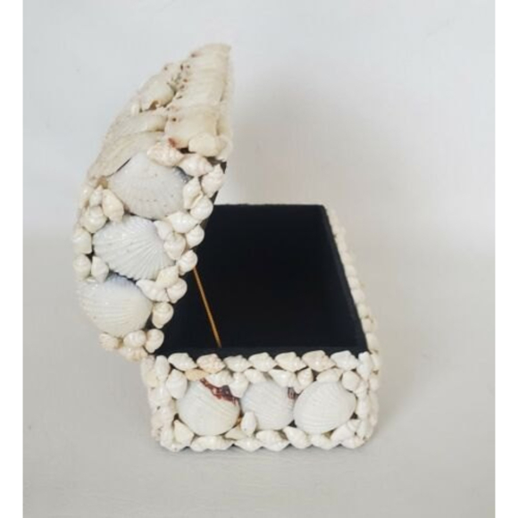 Artisa Other - Vintage Seashell Jewelry Trinket Box Beach House Black Velvet Lining